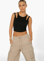 Lorna Jane Elements Recycled Cropped Active Bra Tank Combo - Black
