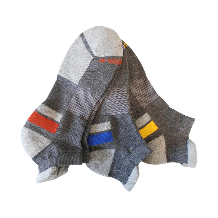 SOFSOLE Men's Multi-Sports Cushion Low Cut Socks 3pairs - Red/Blue/Yellow