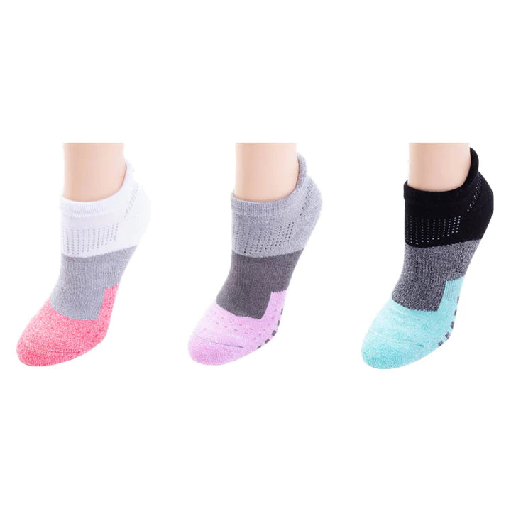 SOFSOLE Women's Bamboo Multi Sports Cushion Low Cut Socks 3pairs - Grey/Pink/Purple/Blue