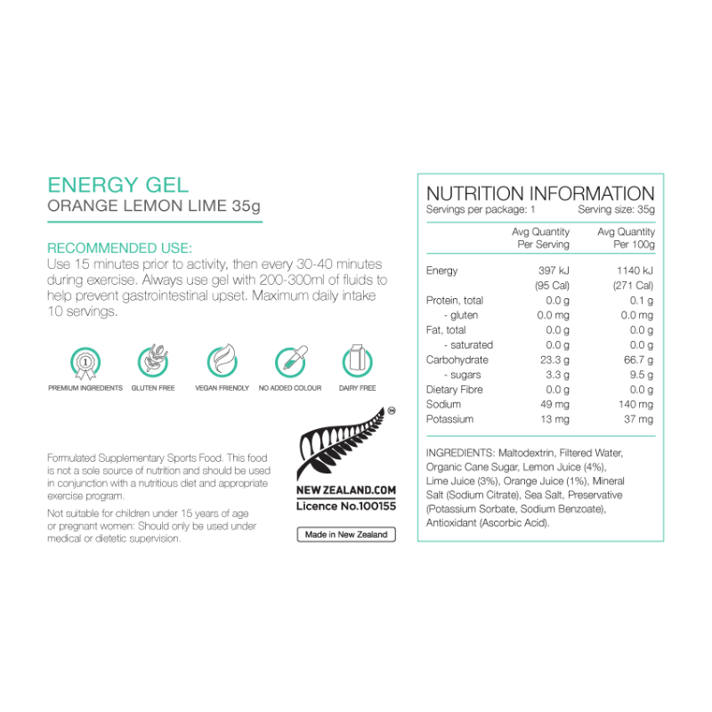 PURE Energy Gels - Orange Lemon Lime 35G
