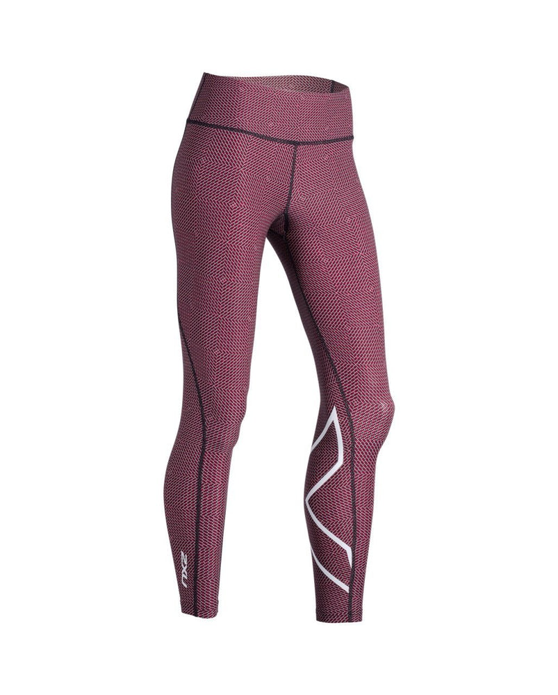 2XU Womens Mid Rise Compression Tights (Imperial Purple-Silver