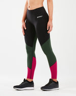 2XU Women's Fitness Mid Colour Block Tight-WA5389b (BLK/MVV)