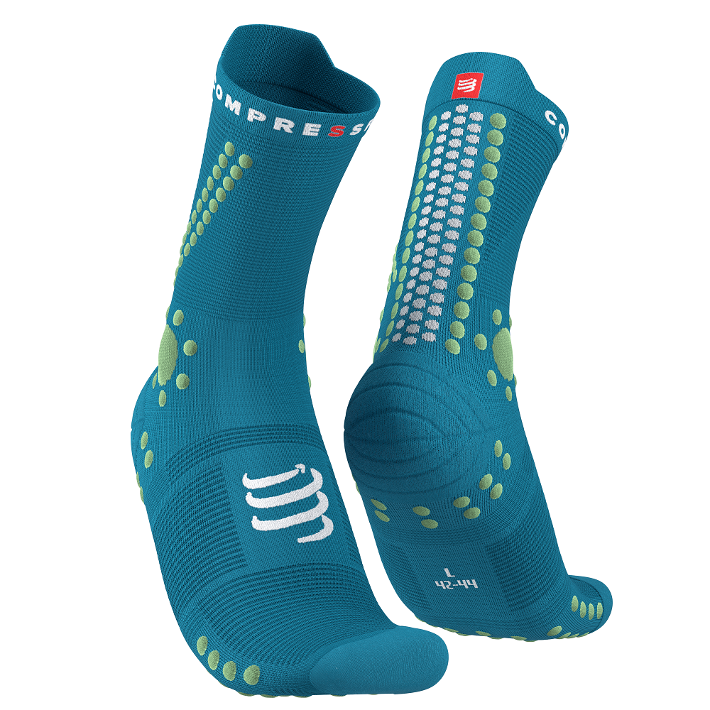 Compressport Unisex's Pro Racing Socks v4.0 Trail - Enamel/Paradise Green