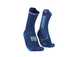 Compressport Unisex's Pro Racing Socks v4.0 Run High - Sodalite/Fluo Blue