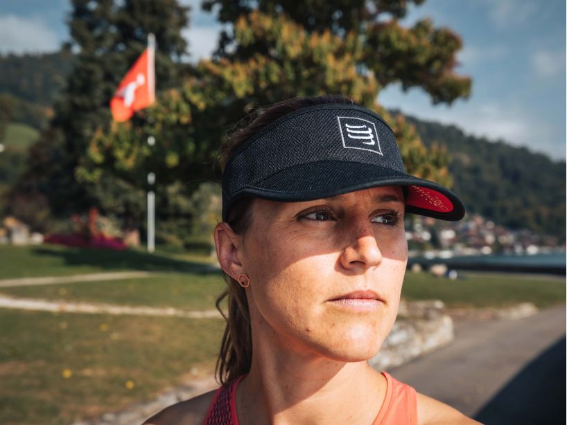 Compressport Unisex's Running Visor Black/Red - CU00054B_906_0TU