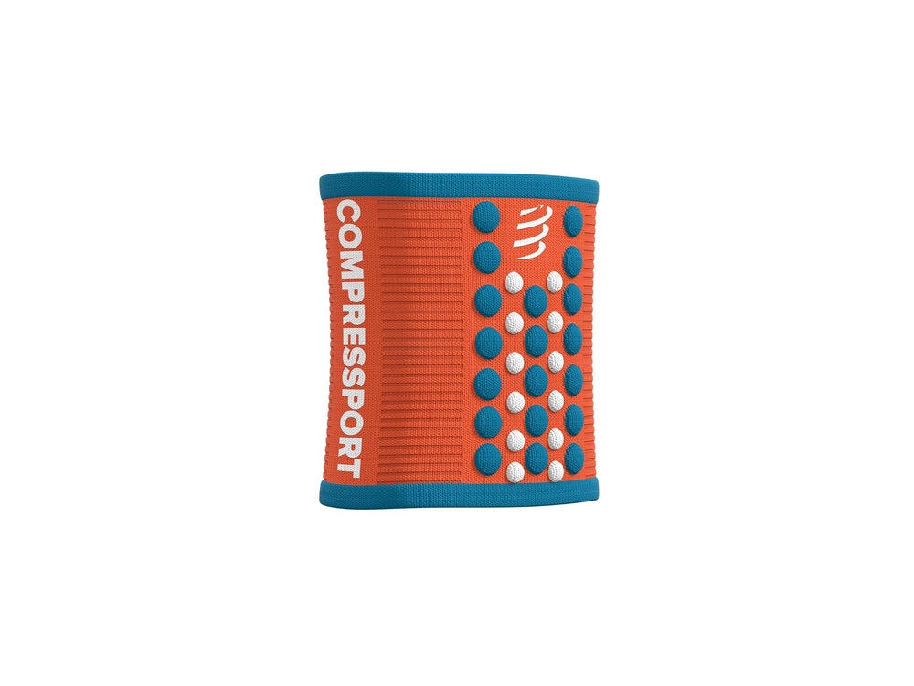 Compressport Unisex's Sweatbands 3D.Dots (Pair) - Orangeade/Fjord Blue