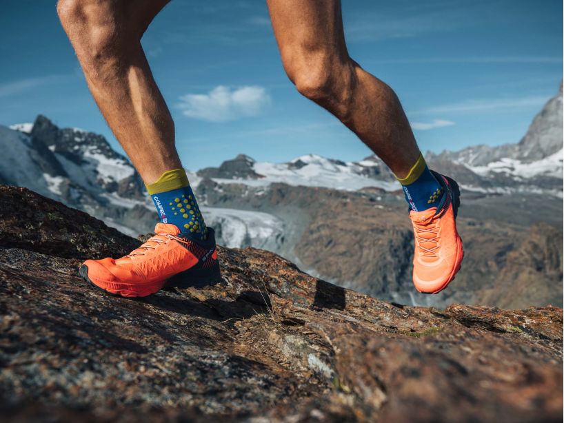 Compressport Unisex Pro Racing Socks v3.0 Trail Blue Lime - PRSV3-TR_513