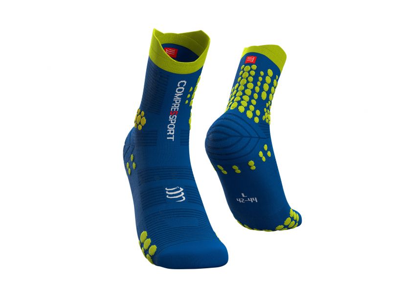 Compressport Unisex Pro Racing Socks v3.0 Trail Blue Lime - PRSV3-TR_513