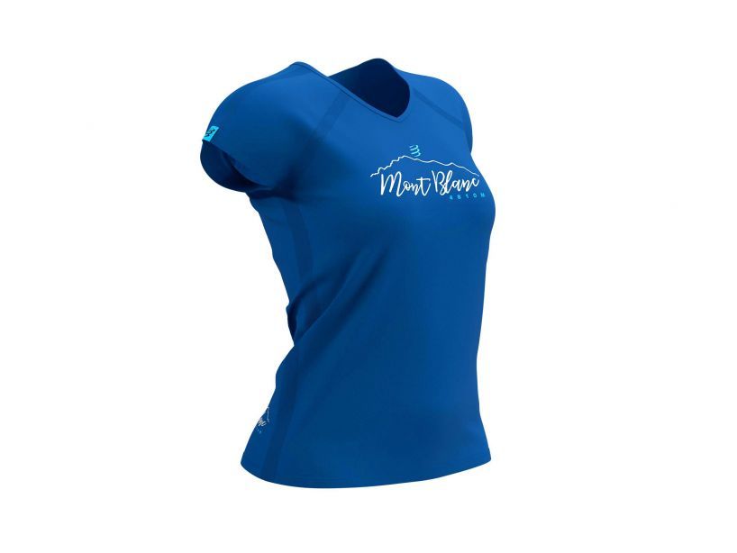 Compessport Women's Training Tshirt SS - Mont Blanc 2022 - Blue