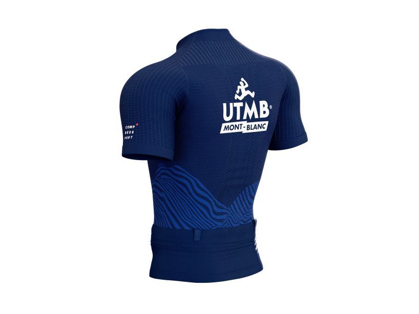 Compessport Men's Ultra-Trail Postural SS Top - UTMB 2022-Blue